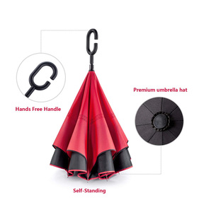 Vente en gros 23.5 ''conception personnalisée, grands parapluies coupe-vent à Double couche <span class=keywords><strong>inversé</strong></span> avec Logo imprimé/ - Product Image 4