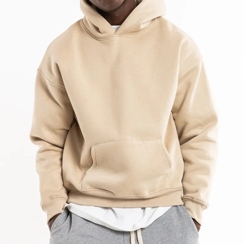 Sweats à capuche en éponge français personnalisés sans cordes 100% coton broderie surdimensionnée épais lourd 450 gsm sweats à capuche pour hommes sweat à capuche vierge