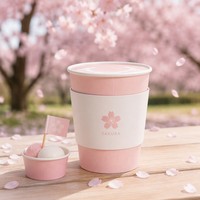 Ensembles de gobelets en papier personnalisés Sakura Spring, gobelets multi-usages pour boissons chaudes et froides, pour les boutiques de desserts et de thé, approvisionnement en gros