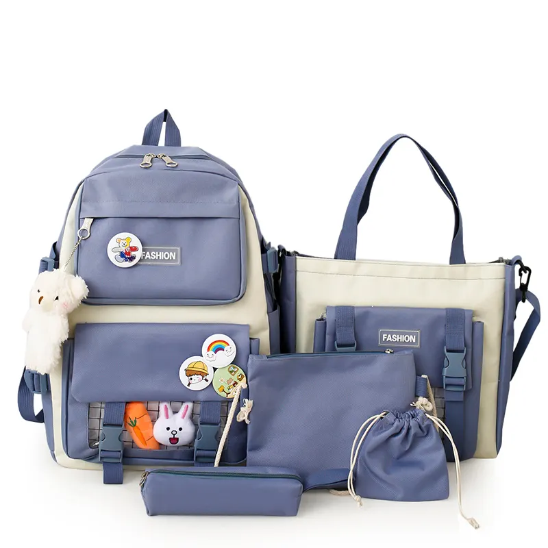 Wholesale Student Sling Backpack Set OEM Logo 5PCS Children School Shoulder Bags For Girls