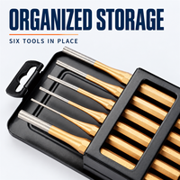 HEHE Ensemble de six ciseaux dorés de qualité industrielle professionnelle avec manches en acier pour kit d'outils manuels de bricolage pour le travail du bois
