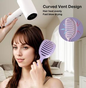 Factory Custom Fashion Easy-Cleaning ABS Nylon Vent Hair <b>Brush</b> Waterproof Massage Scalp <b>Detangling</b> TPR Cushion Paddle Shape Home - Product Image 4