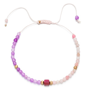 Bohemian Natural 4MM Stone Square Colorful Emperor Stone Stainless Steel Beads Women's Simple Design Macrame <strong>Beaded</strong> Brace - Product Image 3