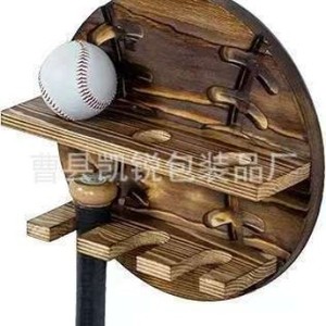 Wooden <b>Wall</b> <b>Mounted</b> Round Baseball Bat Storage Rack 2 Tier Multifunctional <b>Shelf</b> For Sports Equipment And Decor - Product Image 1
