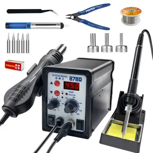 Xufeng Wang 878D 2-in-1 Adjustable Temperature Welding Pen Luo Iron Welding Tools Industrial Welding Platform Soldering Gun Set