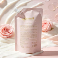 Pochette souple personnalisée avec bec verseur, en plastique laminé, pour emballage de recharge de shampoing et de lotion corporelle