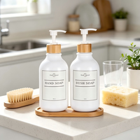 Bouteille de savon en plastique rechargeable avec pompe, 16 oz, sans BPA, distributeur de savon pour les mains, anti-fuite, réutilisable, conteneur de lotion liquide