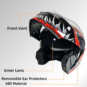 Casques de <span class=keywords><strong>moto</strong></span> rabattables de haute qualité pour hommes, <span class=keywords><strong>casque</strong></span> de course en ABS, double visière, fabrication sur mesure - Product Image 2