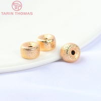Perles cylindriques givrées en laiton plaqué or 24 carats, perles d'espacement, perles pour bracelet, accessoires de fabrication de bijoux DIY de haute qualité