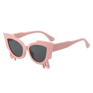 2024 Модные женские пляжные солнцезащитные очки UV400 с бриллиантами в форме ястреба в форме слезы
