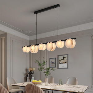 Lustre rectangulaire moderne de luxe en laiton avec <span class=keywords><strong>abat</strong></span>-<span class=keywords><strong>jour</strong></span> en marbre, hauteur réglable, <span class=keywords><strong>pour</strong></span> îlot de cuisine, plafond bas, luminaire suspendu LED BGST - Product Image 4