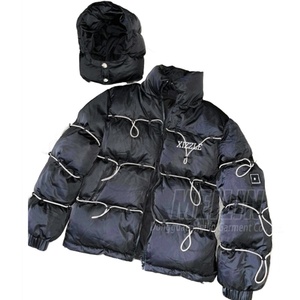 Custom Winter Wear rainbow Iridescent Reflective Zip up Puffer <b>Jacket</b> With Removable Hood Oversize Bubble Down <b>Jacket</b> <b>Men</b> - Product Image 4