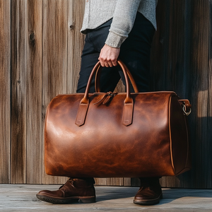 Bolsa de lona de cuero genuino con logotipo personalizado Bolsa de viaje de noche para hombre Bolsa de lona de cuero - Product Image 2