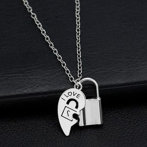 Conjunto de Joyería de Collar con Colgante de Candado de Corazón de Titanio para Parejas, para Compromiso, para Enamorados - Product Image 3