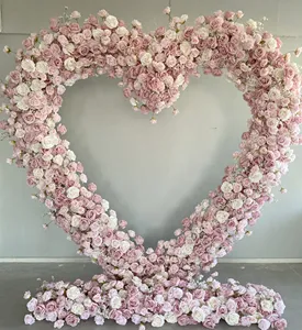 Event planung liefert Abschluss Herzform Weiß Rote Rosen Artificiel Blumen bogen Hintergrund Set Zeichen Dekorationen für die Hochzeit