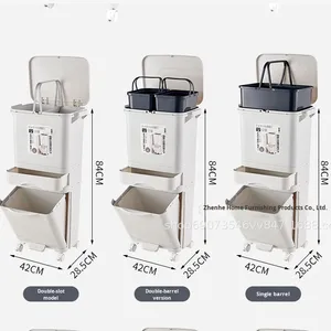 Cao thẩm mỹ hấp dẫn nhà bếp chất thải bin công suất lớn ba lớp Press-Type Nắp khô ướt tách Nhà Bếp thùng rác có thể - Product Image 3