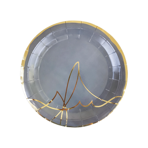 Ensemble de vaisselle jetable noir avec dorure à chaud, résistant à l'eau, assiettes et plats adaptés aux fêtes d'<span class=keywords><strong>anniversaire</strong></span> de garçons et d'hommes - Product Image 5