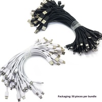 Kabel Data Ponsel Pintar Android V8 2A Pengisian Cepat 25cm Portabel, Antarmuka Mikro 2A, Kabel Bulat PVC untuk Transfer Data