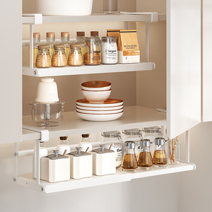 Estante Extensible para Especias Sea Shark de Acero al Carbono, Sin Necesidad de Taladrar, Estante para Gabinete, Organizador de Almacenamiento Bajo Gabinete, Organizador de Cocina por Niveles - Product Image 1