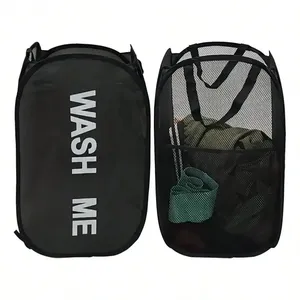 Cesto de ropa sucia de tela transpirable portátil Cesta de almacenamiento plegable de apertura amplia para artículos de baño de viaje de dormitorio que ahorran espacio - Product Image 2