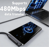 Câble de chargeur invisible avec support, câble plat USB C vers USB C 60W, câble de charge rapide multifonctionnel pour le jeu et le bureau