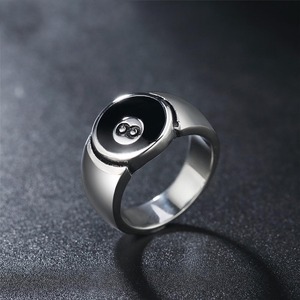 2023 Trendy Cute Bright <strong>Ring</strong> Custom Simple Round Stainless Steel Chunky Snooker Black <strong>8</strong> <strong>Ball</strong> Enamel <strong>Ring</strong> - Product Image 5