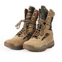 Bottes de combat tactiques en cuir pleine fleur kaki, chaussures de sécurité noires pour cadets