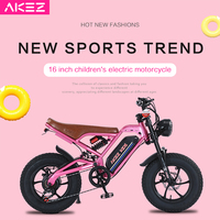 Vélo électrique pour enfants AKEZ 16 pouces, moteur 36V 350W, batterie 15Ah, sûr, amusant, durable, pneus larges, vélo électrique pour enfants