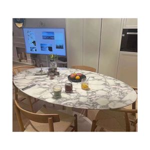 İtalyan <span class=keywords><strong>Arabescato</strong></span> Calacatta beyaz mermer Oval masa üstü - Product Image 2