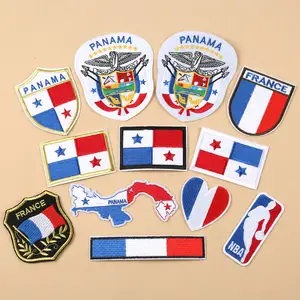Custom 3d Nationale Geweven Geborduurde Badge Klein Borduurwerk Logo Ijzer Op Haak En Loop Land Vlag Patch