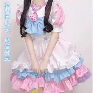 Costume de Cosplay de demoiselle d'honneur rose et bleu, ensemble de cinq pièces pour femmes, robe Lolita pour jeu de rôle Anime, en Polyester, printemps 2022 - Product Image 2