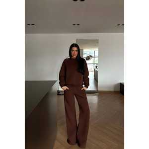 Survêtement à capuche marron Revovy grande taille, vêtements de sport, logo réfléchissant, respirant, compatible hiver, 2 pièces, imprimé, effet délavé - Product Image 4