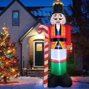 Décoration de Noël gonflable géante de 3 m : Casse-noisette en pain d'épices avec canne en sucre et éclairage LED pour extérieur - Product Image 3
