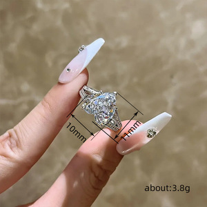 Anello di fidanzamento a doppio strato Sweet Heart per donna, elegante gioiello da dito alla moda - Product Image 5