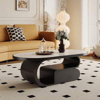 Table basse moderne décontractée à tiroirs plaque de roche simple peinture noire blanche Style de luxe petite maison appartements table basse