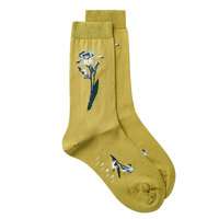 Vente en gros de chaussettes décoratives personnalisées de luxe pour femmes jaune d'iris gingembre à la mode et polyvalentes douces et confortables