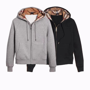 Felpe <span class=keywords><strong>con</strong></span> <span class=keywords><strong>Cappuccio</strong></span> di Alta Qualità Stile Britannico Unisex <span class=keywords><strong>con</strong></span> Zip Intera e Loghi Ricamati Personalizzabili - Product Image 1