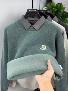 <span class=keywords><strong>Pull</strong></span> en maille à col rond pour <span class=keywords><strong>homme</strong></span>, couleur unie, personnalisable avec logo OEM, style décontracté et professionnel - Product Image 3