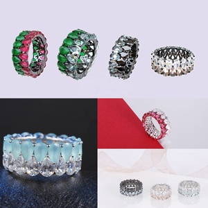 3A CZ fasce di fidanzamento mossinate anelli di fidanzamento in argento anelli di placcatura in oro bianco da sposa con zirconi per le donne - Product Image 6