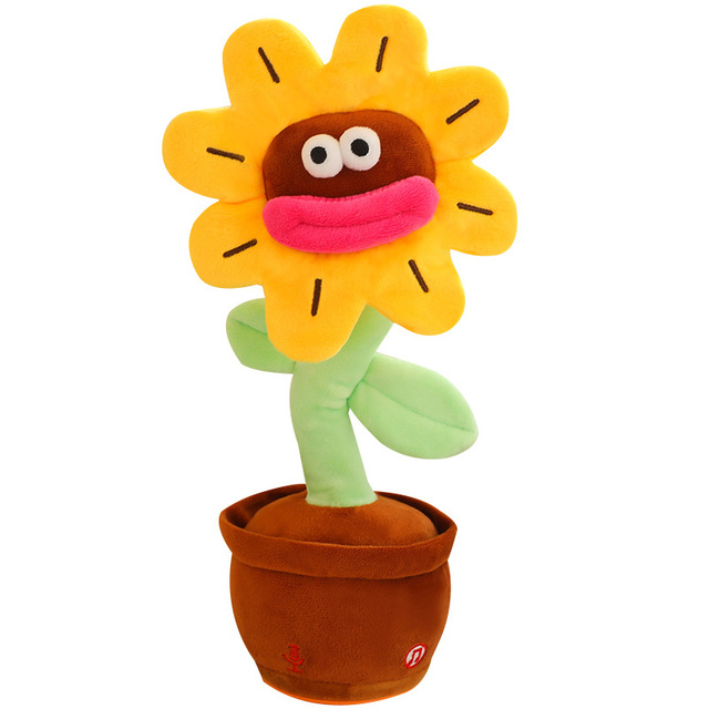 Funny Sunflower Electric Plush Toy Singing Dancing Custom Stuffed with PP Cotton Durable Birthday Stress Relief Gift Set