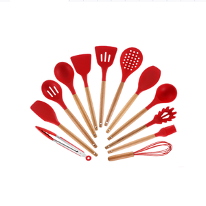 <span class=keywords><strong>Breal</strong></span>-Juego de utensilios de cocina de silicona, con mango de madera y soporte, colores personalizados, 13 piezas - Product Image 1