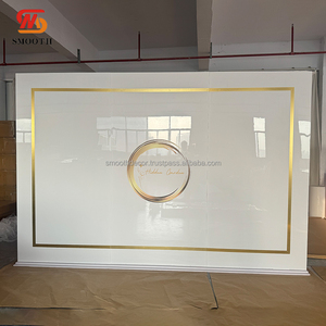 Panneau de toile de fond carré de support de fond en acrylique de jante d'or blanc moderne lisse avec la conception luxueuse pour la décoration de mariage - Product Image 1