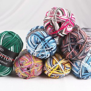 Set di filati di ciniglia di cotone 100% sfumato a 3 strati per maglieria e uncinetto per maglioni per neonati e bambini - Product Image 1