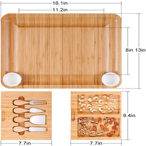 Útil <span class=keywords><strong>embutidos</strong></span> bandeja de queso Junta regalos de Navidad de cortadora de queso con doble cajón de la cubertería - Product Image 4
