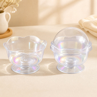 Gobelet à dessert transparent en PS en forme de fleur, bordure pétale de lotus, 110 ml (3 oz), pour mousse, pudding, gelée, idéal pour hôtels et fêtes, moulé par injection