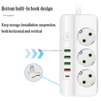 Panel Stop Kontak Multifungsi Standar Eropa dengan USB, Stop Kontak Cerdas untuk Kantor, Grosir Stop Kontak dengan Kabel