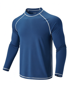 Camiseta de compresión y pantalones cortos para hombre con logo personalizado, manga larga, de secado rápido, transpirable, con protección UV, para gimnasio. - Product Image 2