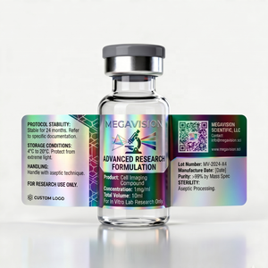 Etichetta Olografica Personalizzata in Vinile per Fiale <span class=keywords><strong>di</strong></span> Peptidi da 5ml e 10ml, per Uso in <span class=keywords><strong>Laboratori</strong></span> <span class=keywords><strong>di</strong></span> Ricerca - Product Image 3