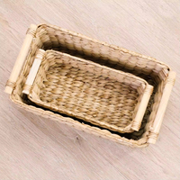 Panier de rangement de cuisine multi-usages et écologique en jacinthe d'eau avec poignée pour légumes et épices