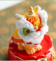 Ornement de danse du lion créatif de style chinois en résine, décoration de bureau, cadeau haut de gamme pour le bureau, souvenir avec logo personnalisable